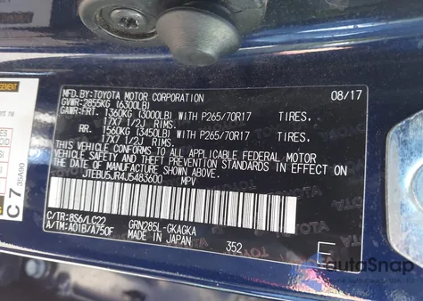 2018 Toyota 4Runner Limited/Sr5/Sr5 Premium/Trd Off Road/Trd Off Road Premium/Trd Pro z USA, uszkodzony, nr VIN JTEBU5JR4J5483600